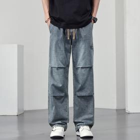 【DYF】大依优型大码男装休闲牛仔裤松紧腰运动宽松直筒休闲风长裤子
