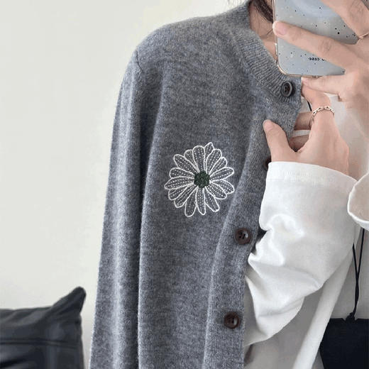Basiclive小雏菊针织开衫｜简洁大方，舒适合体 商品图5