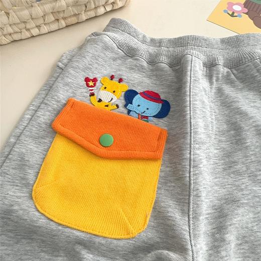 Miki童裤25春新卡通刺绣运动休闲裤男女宝宝外穿长裤舒适纯色童裤 商品图3