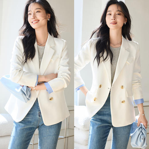 VICTORIA&VERA女装春季“如沐春风”成熟气质款显瘦百搭纯色西装外套 商品图4