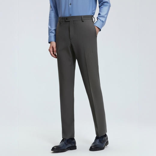 圣得西纯色西裤男2025秋季新款商务修身高级感垂顺直筒休闲长裤子 商品图2