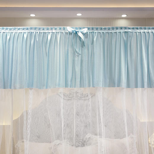 自然醒蚊帐家用卧室宫廷落地蚊帐三开门不锈钢四立柱防蚊防尘遮光顶家用清新2505HH 商品图6