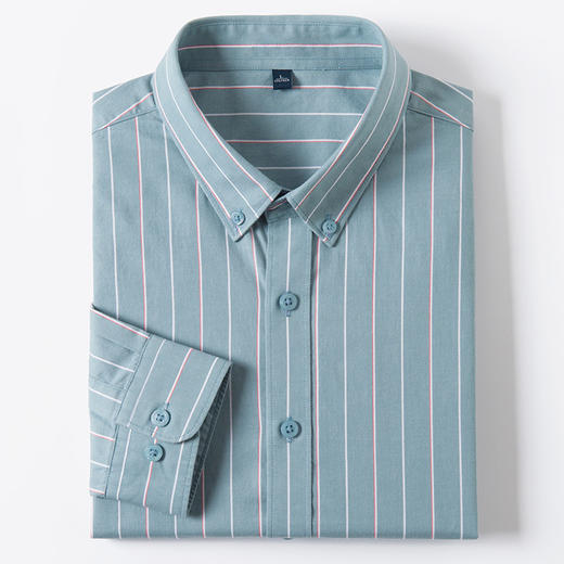 【100棉】罗蒙男士长袖条纹衬衫百搭通勤商务职业衬衫经典舒适翻领男衬衣 商品图4