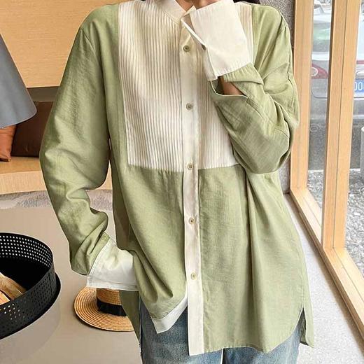 顺丰包邮洛诗琳35129轻柔细腻撞色设计打条小立领休闲衬衣82125 商品图2