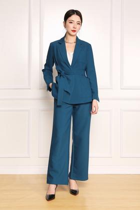 ESTELLICA 绑带蓝色西装长裤套装 11979