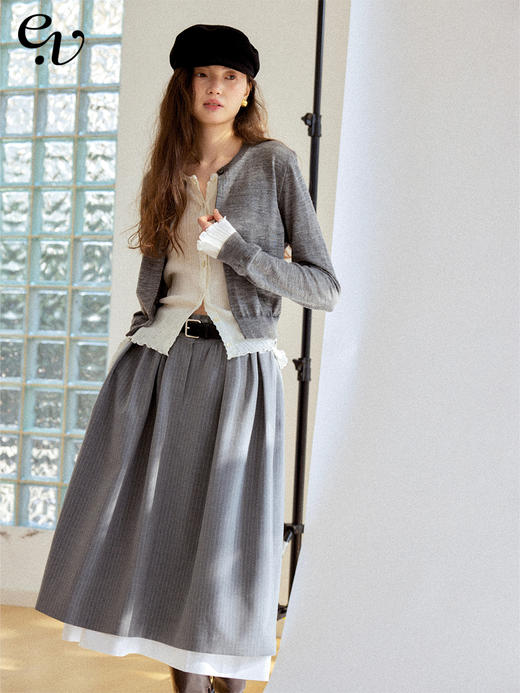 Even Vintage丨复古格雷系 长款优雅挺阔有型高腰伞裙蓬蓬半身裙 商品图0