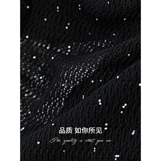 COCOBELLA静奢风蝙蝠袖烫钻镂空针织衫夏休闲POLO衫TS3033-2 商品图3