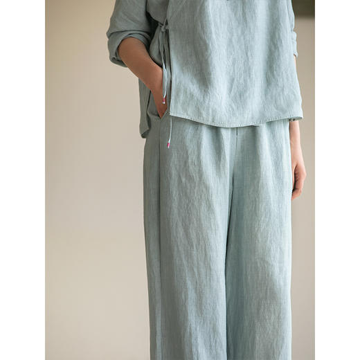 牧衣游原创 佰分佰细软汉麻净色裤子松弛感文艺休闲阔腿裤 雨趣 商品图3