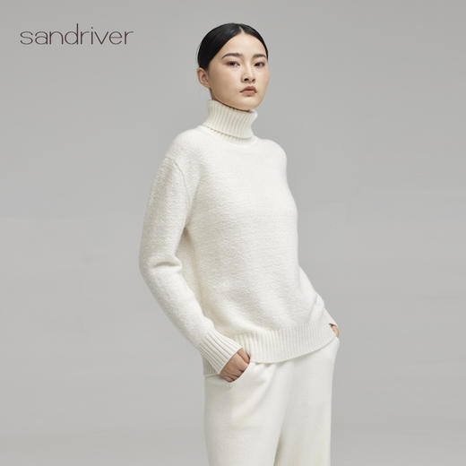 青海羊绒女士双翻领浮线套头衫SJF96W397N 商品图2