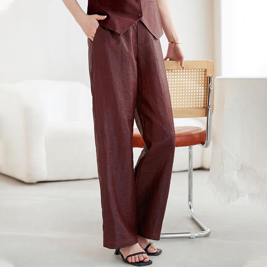 QS-62598908春夏非遗香云纱直筒长裤宽松显瘦大码休闲裤62598670 商品图0