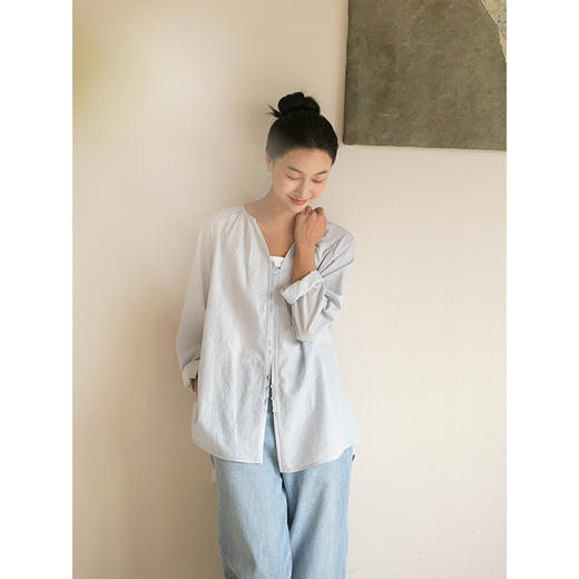 牧衣游原创棉麻混纺净色衬衫 限量福利款 雅云【不支持会员折】 商品图3