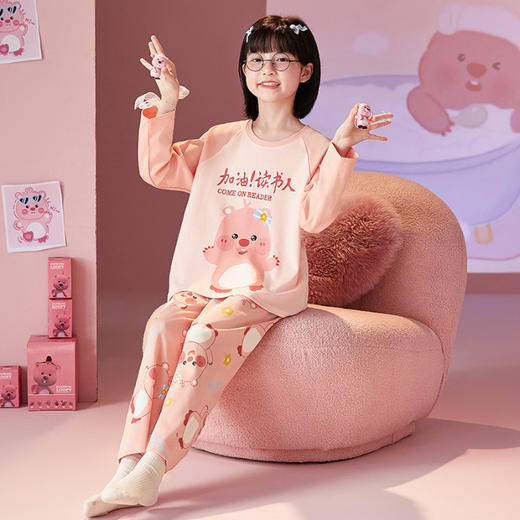 【纯棉睡衣】春秋季 儿童睡衣可爱卡通 女童圆领长袖 中小大童薄款家居服  商品图10