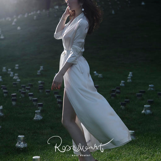 法式极简西装领高级感真丝长袍度假必备 T422017 商品图0