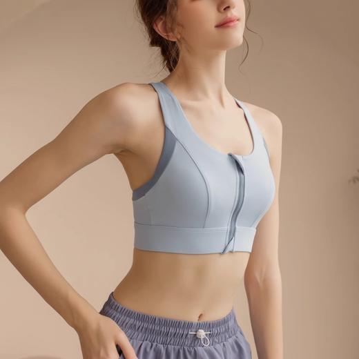 跃牌【美西西系列】拼色前拉链美背瑜伽背心女一体减震运动内衣WX-013 商品图3