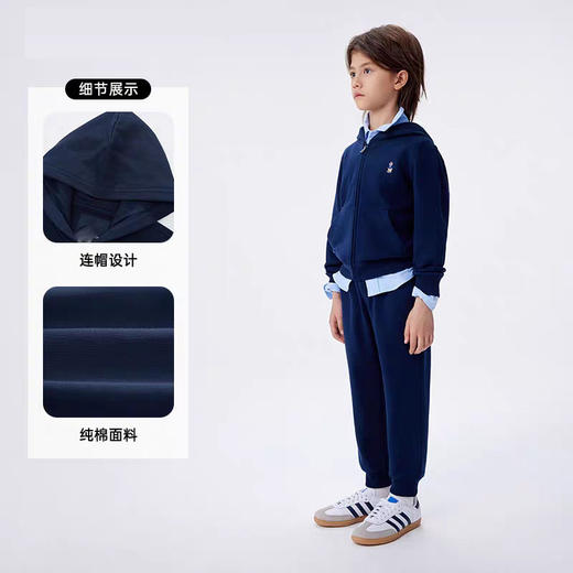 2025春秋新款卡通中大童刺绣男女童运动拉链连帽外套毛圈裤子套装！ 商品图2