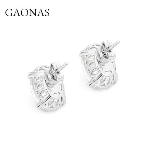 GAONAS 925银合成锆石耳饰 经典时尚臻奢蛋形白色6ct耳钉 11079EW 商品图2