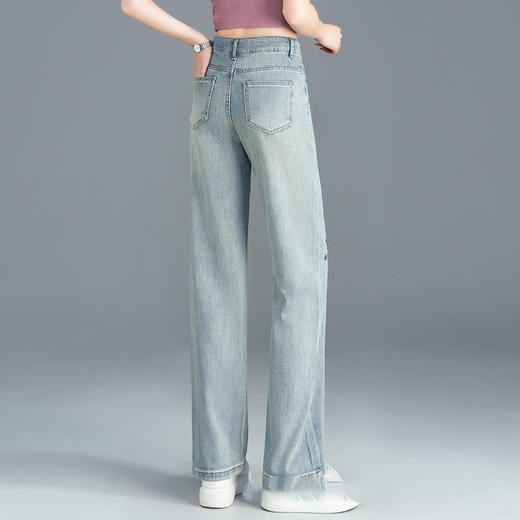 绣花牛仔直筒裤窄版修身阔腿裤2025年春夏款MYX-763-L 商品图2