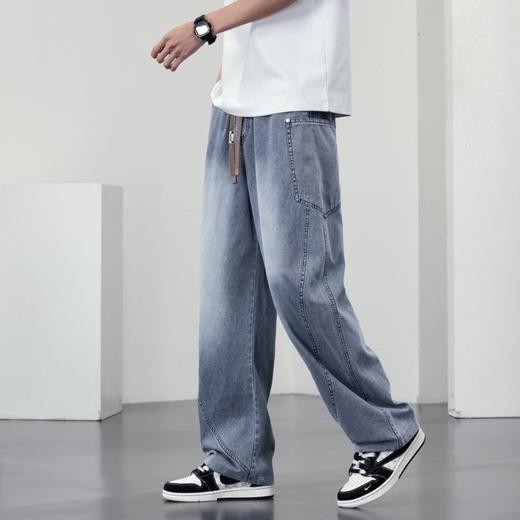 【DYF】大依优型大码直筒牛仔裤松紧腰男士宽松休闲长裤子水洗美式加肥加大潮流 商品图2