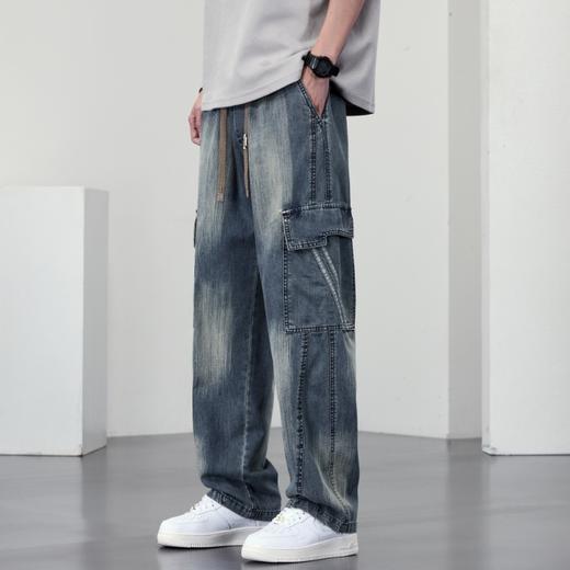 【DYF】大依优型大码直筒牛仔裤水洗渐变宽松大码男美式胖子裤子 商品图1