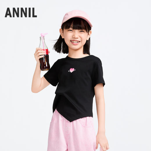 女童圆领液氨短袖针织衫夏季新款安奈儿童装实体店同款AG511591 商品图1