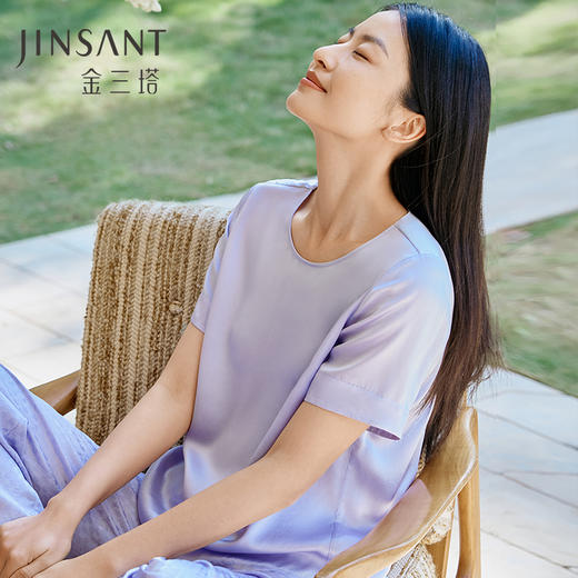 金三塔 X 敦煌 真丝小衫女100%桑蚕丝宽松舒适可外穿上衣打底金三塔  YSFFA702 商品图0