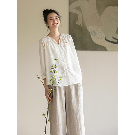 牧衣游原创棉麻混纺净色衬衫 限量福利款 雅云【不支持会员折】 商品图1