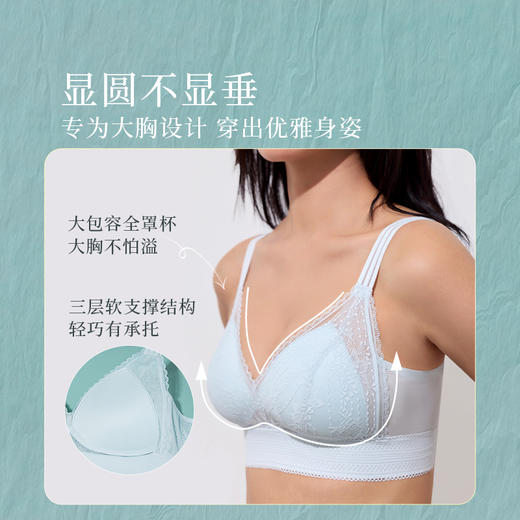 【积分兑换】奶糖派内衣芭蕾杯大胸无钢圈全罩杯文胸不溢胸防下垂蕾丝法式深V 商品图3