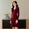 奢姿2025年春季新款大码女装复古V领裙子胖妹妹韩系拼接连衣裙9851821012 商品缩略图2