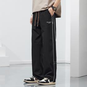 【DYF】大依优型大码男装松紧腰直筒休闲裤宽松运动休闲风潮流男士胖子长裤