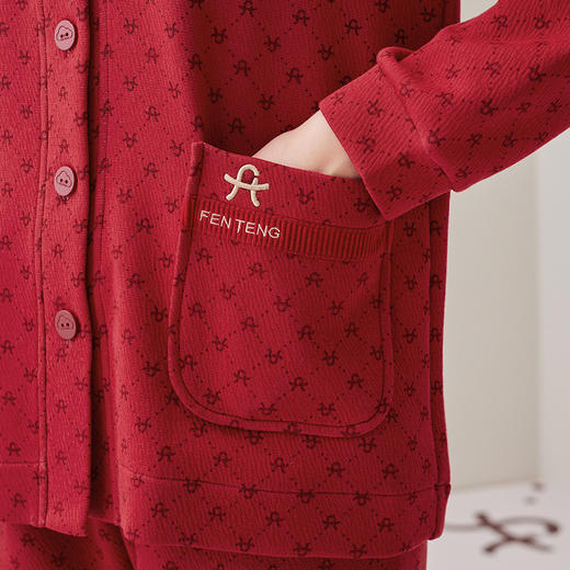 芬腾秋冬纯棉长袖红色本命年情侣家居服套装yc0107004 商品图3