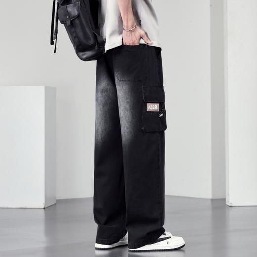 【DYF】大依优型大码男装松紧腰直筒牛仔裤宽松运动休闲风潮流男士胖子长裤 商品图3