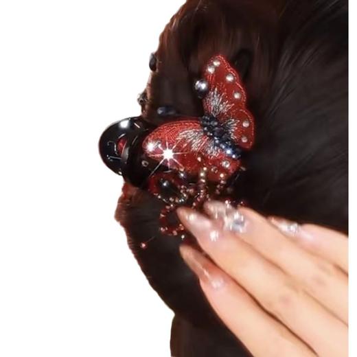 红色刺绣蝴蝶发夹盘发鲨鱼夹高端发抓 Z1122 商品图4