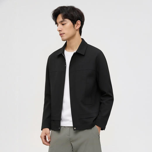 圣得西翻领夹克男装2025春秋新款纯色户外通勤防风男士休闲外套 商品图2