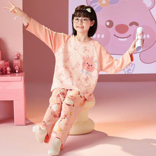 【纯棉睡衣】春秋季 儿童睡衣可爱卡通 女童圆领长袖 中小大童薄款家居服  商品图6