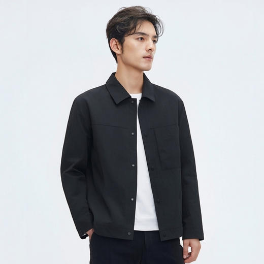 圣得西时尚休闲夹克外套男士2025春秋新款提花设计宽松百搭上衣 商品图1