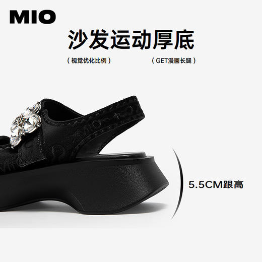 MIO米奥厚底凉鞋女钻饰休闲复古显高外穿时尚一脚蹬M253130632 商品图4