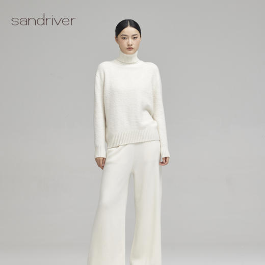 青海羊绒女士双翻领浮线套头衫SJF96W397N 商品图1