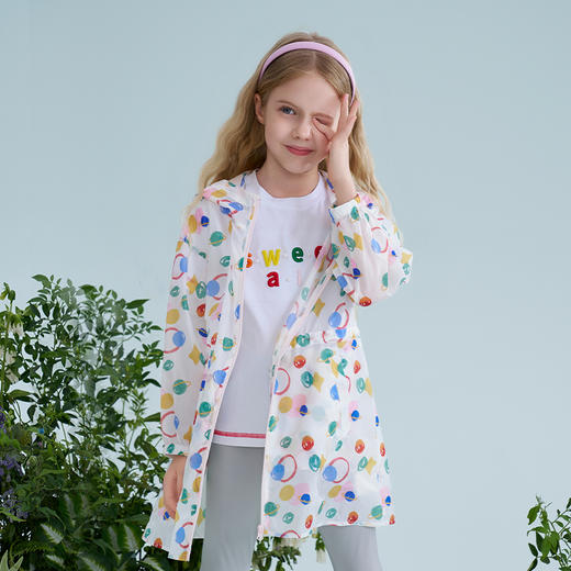 mettekids儿童皮肤衣2025新款女童夏季轻薄连帽中长款长袖外套 商品图1