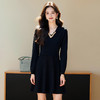 奢姿2025年春季新款大码女装复古V领裙子胖妹妹韩系拼接连衣裙9851821012 商品缩略图3