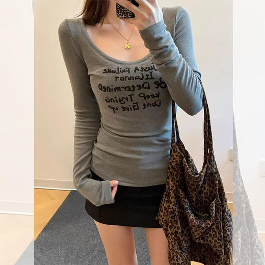 <曾小咸推荐> 辣妹字母U领长袖T 日常99/件 活动价59.99/件！【预售款，预计3-15天发货】 商品图8