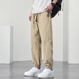 【DYF】大依优型大码男装松紧腰束脚休闲裤运动潮流宽松直筒休闲风胖子男士长裤子