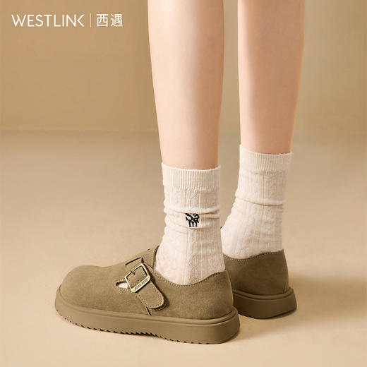 西遇全包勃肯鞋女新款复古百搭休闲单鞋一脚蹬软底平底鞋V0356355 商品图3