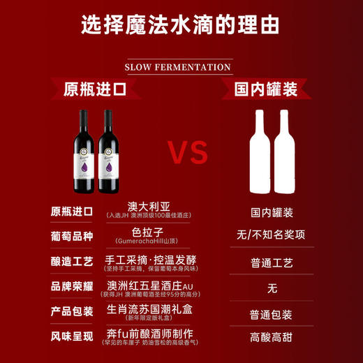 【4瓶礼袋装】澳洲进口小龍聚财魔法水滴 干红葡萄酒 商品图3