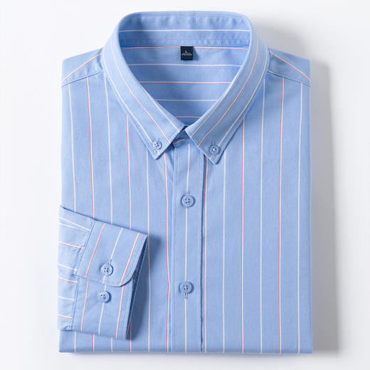 【100棉】罗蒙男士长袖条纹衬衫百搭通勤商务职业衬衫经典舒适翻领男衬衣 商品图3