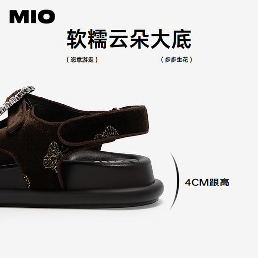 MIO米奥凉鞋女复古丝绒休闲魔术贴时尚通勤外穿拖鞋M253132043 商品图4