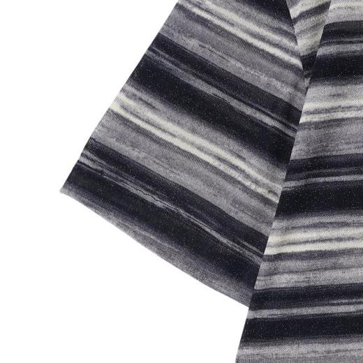 T2269夏季新款时尚个性韩版条纹晕染细闪圆领长袖T恤百搭潮流韩系上衣 商品图4