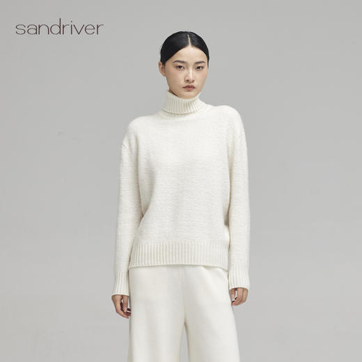 青海羊绒女士双翻领浮线套头衫SJF96W397N 商品图0