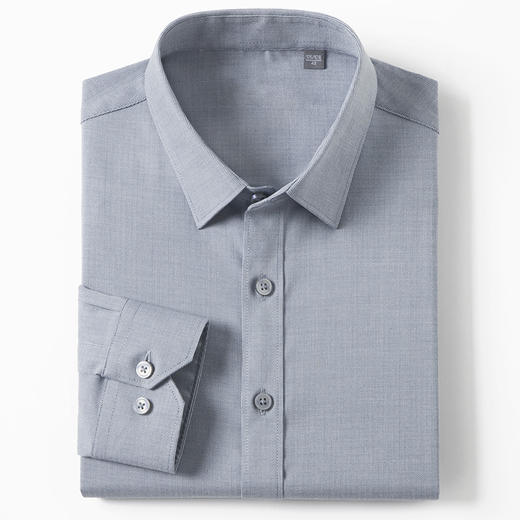 【弹力好穿】罗蒙春秋款男士纯色长袖衬衫多色可选经典翻领休闲通勤舒适百搭男衬衣 商品图6