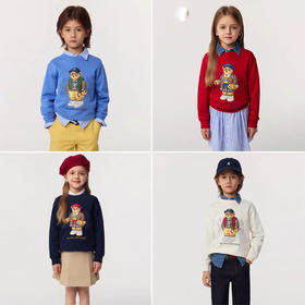 25春秋新款小熊圆领毛圈四色中大童男女童毛衣卡通韩版儿童卫衣