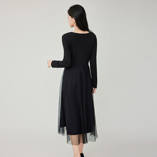 奢姿2025年春季新款大码女装法式圆领裙子胖妹妹气质拼接连衣裙 商品图4